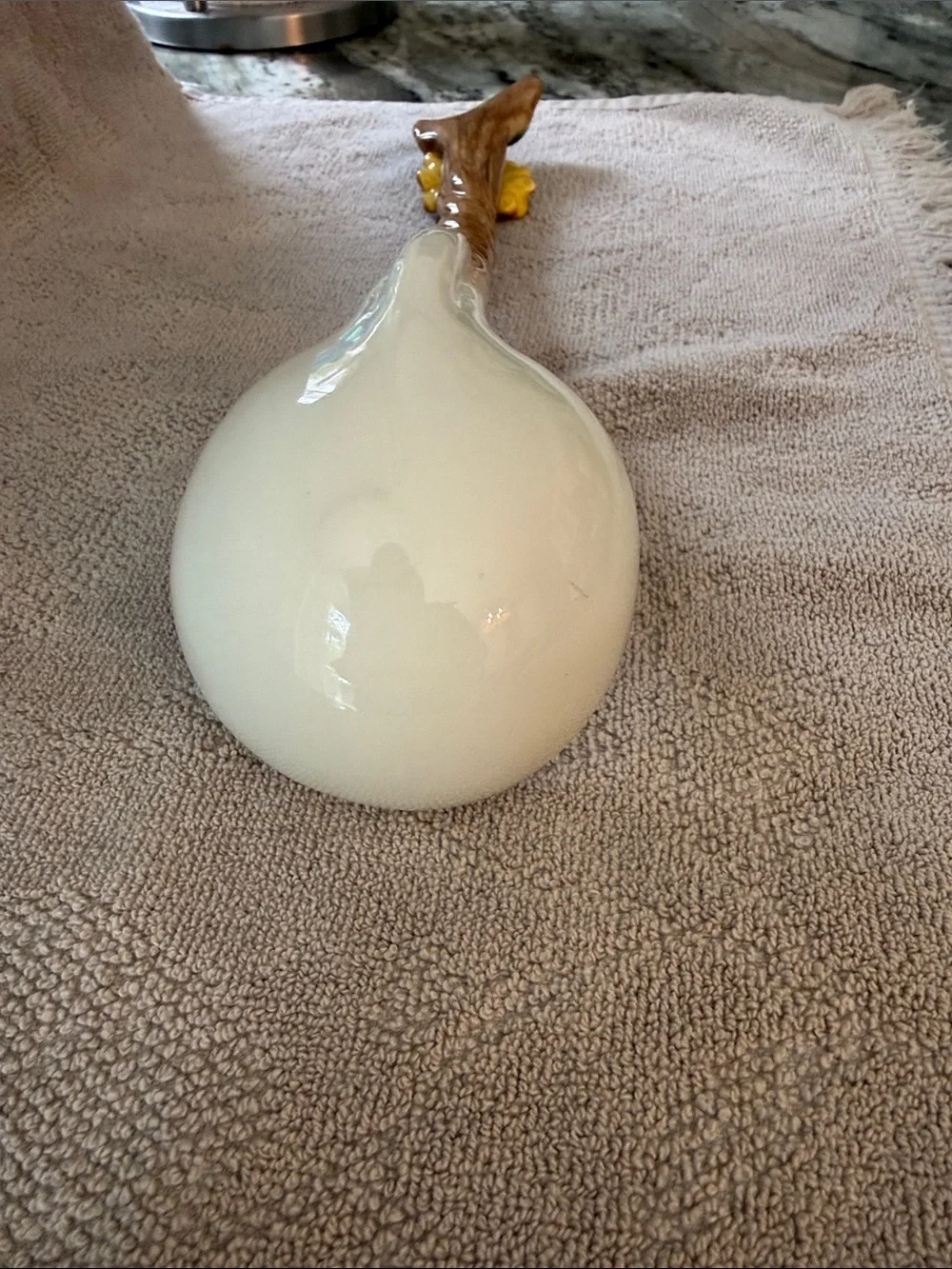 Handpainted Flower-Accent Ceramic Soup Ladle - Yellow